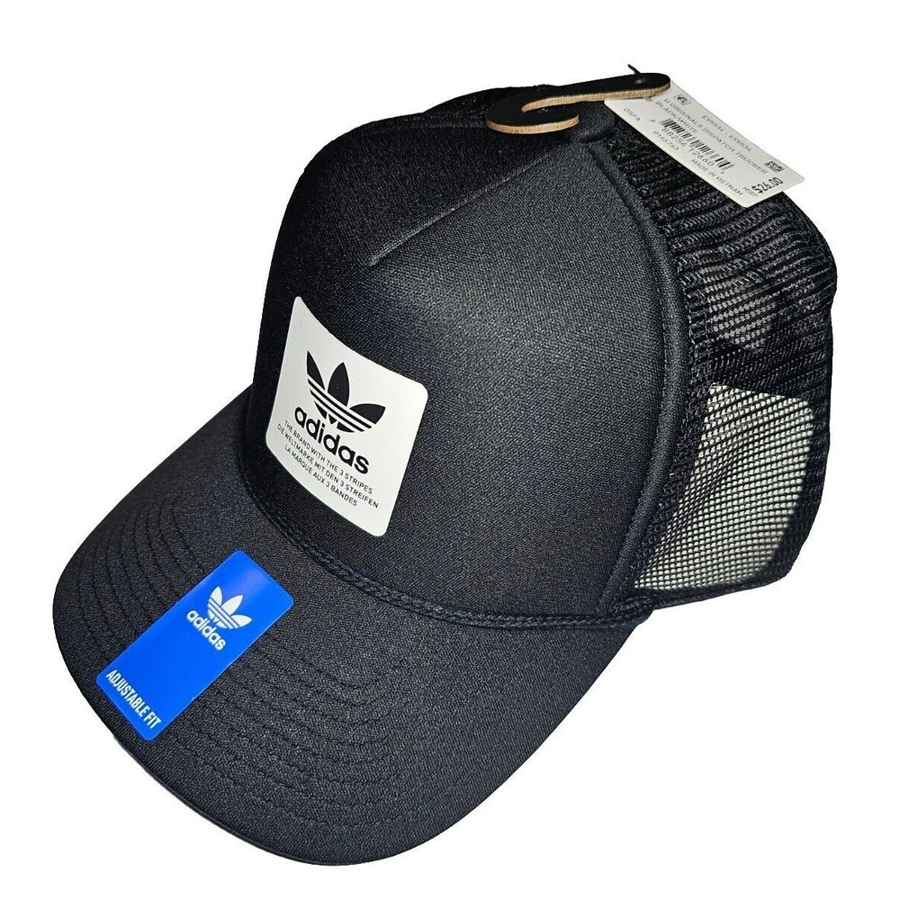 NWT Adidas Originals Dispatch Trucker Hat Black Cap Adjustable Fit EY5534